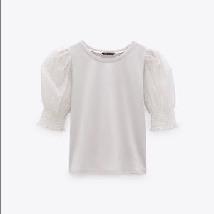 Zara Dotted Mesh 3/4 Sleeve Shirt